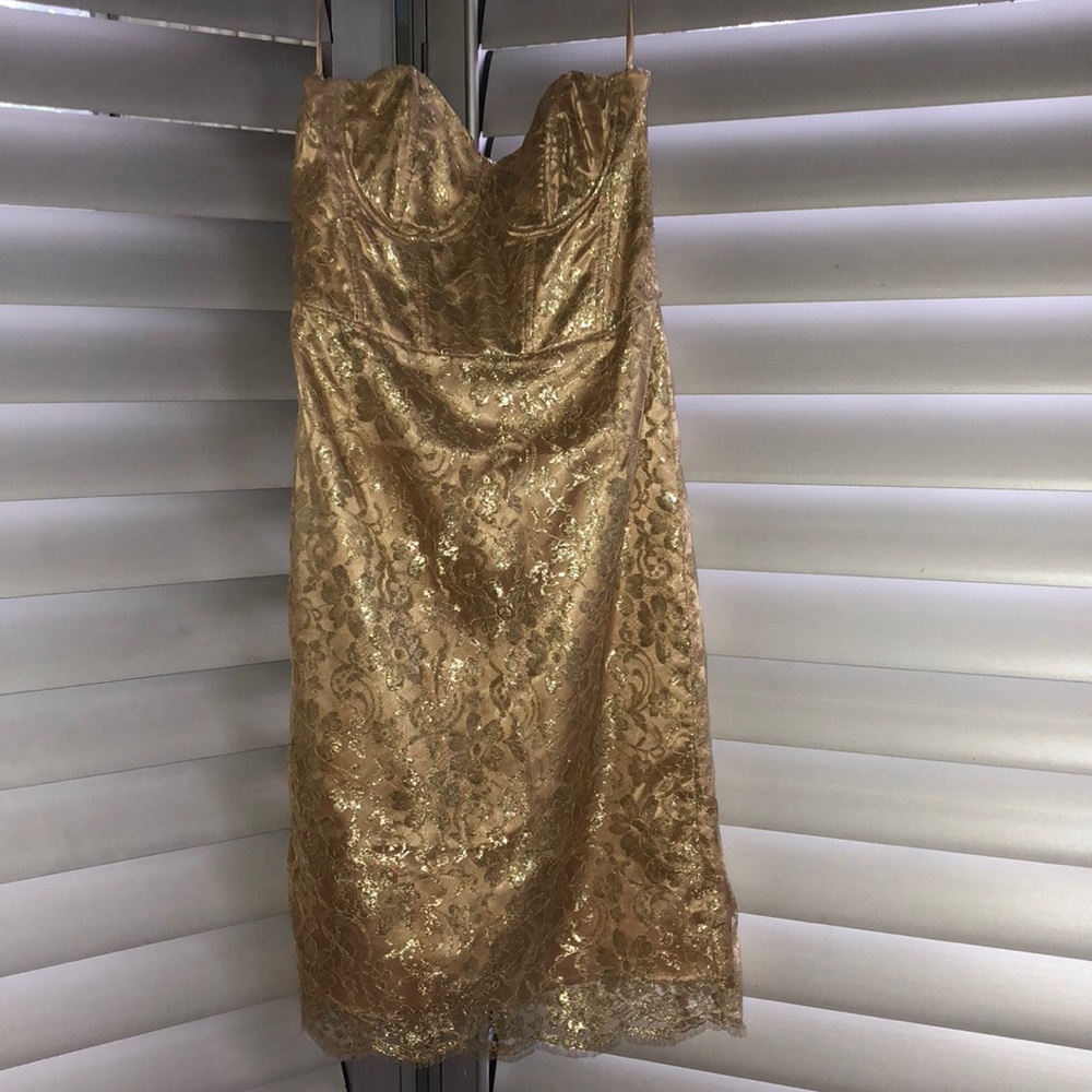 Milly Gold strapless Dress Size 10